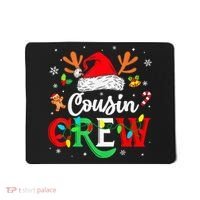 Christmas Cousin Crew Reindeer Santa Hat Lights Kid Teens Mousepad thumb 0