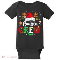 Christmas Cousin Crew Reindeer Santa Hat Lights Kid Teens Baby Bodysuit thumb 0