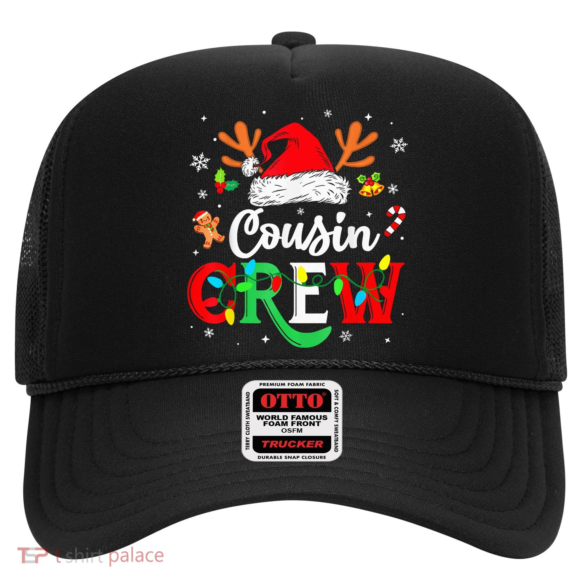 Christmas Cousin Crew Reindeer Santa Hat Lights Kid Teens Hat