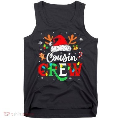 Christmas Cousin Crew Reindeer Santa Hat Lights Kid Teens Tank Top