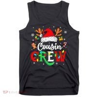 Christmas Cousin Crew Reindeer Santa Hat Lights Kid Teens Tank Top thumb 0