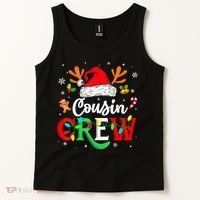 Christmas Cousin Crew Reindeer Santa Hat Lights Kid Teens Tank Top thumb 2