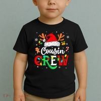 Christmas Cousin Crew Reindeer Santa Hat Lights Kid Teens Toddler T-Shirt thumb 2