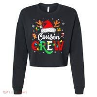 Christmas Cousin Crew Reindeer Santa Hat Lights Kid Teens Cropped Pullover Crew thumb 0