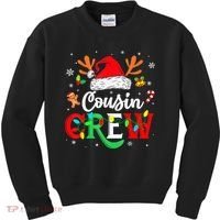 Christmas Cousin Crew Reindeer Santa Hat Lights Kid Teens Kids Sweatshirt thumb 0