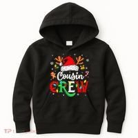 Christmas Cousin Crew Reindeer Santa Hat Lights Kid Teens Kids Hoodie thumb 0