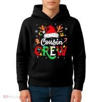 Christmas Cousin Crew Reindeer Santa Hat Lights Kid Teens Kids Hoodie thumb 4