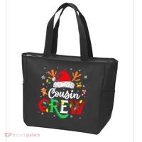 Christmas Cousin Crew Reindeer Santa Hat Lights Kid Teens Tote Bag thumb 3