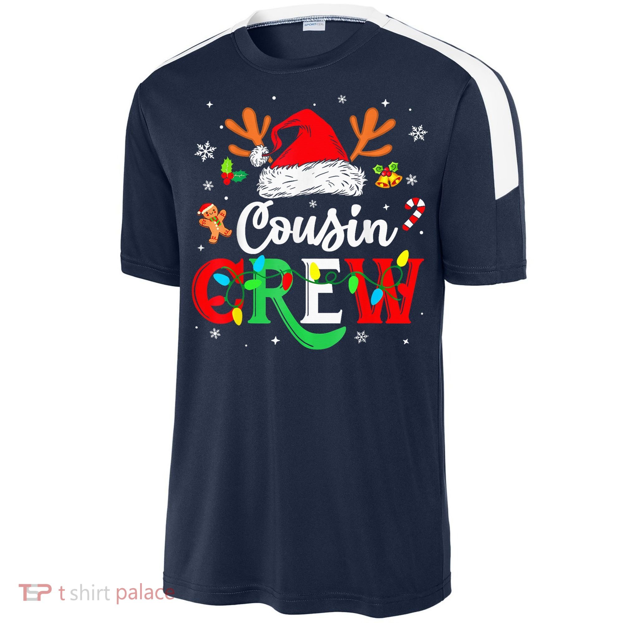 Christmas Cousin Crew Reindeer Santa Hat Lights Kid Teens Sport-Tek Competitor United Soccer Jersey