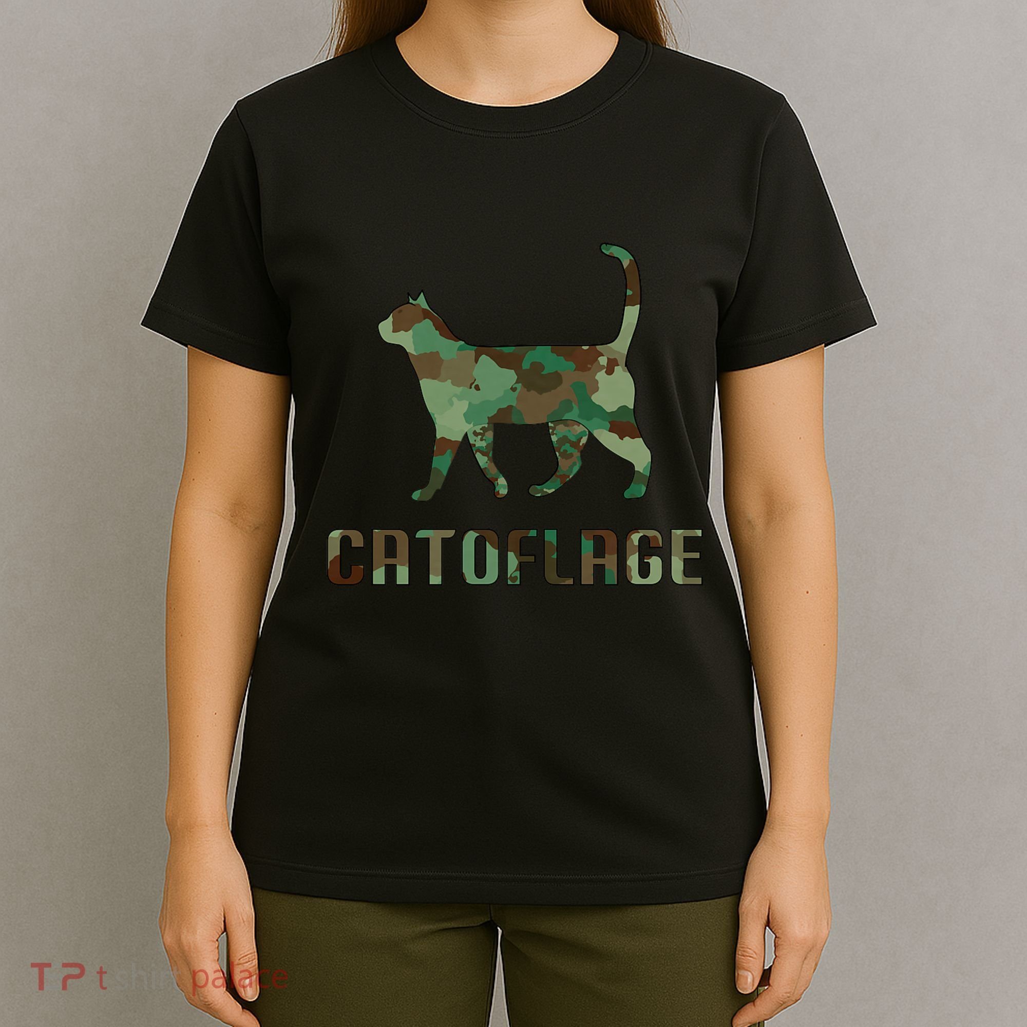 Camo Cat Catoflage Funny Cat Lover Cute Kitten Meow Cats T-Shirt