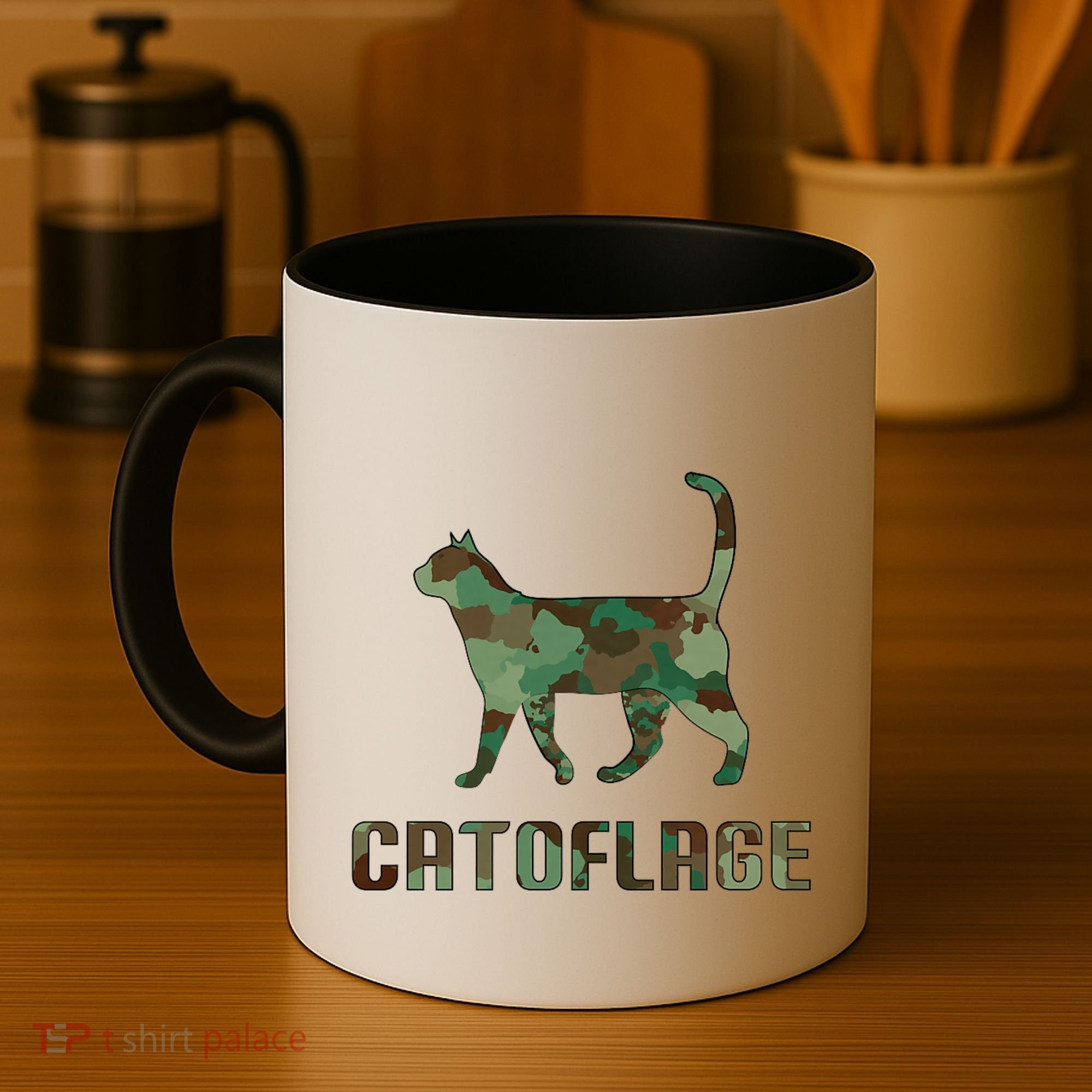 Camo Cat Catoflage Funny Cat Lover Cute Kitten Meow Cats Coffee Mug