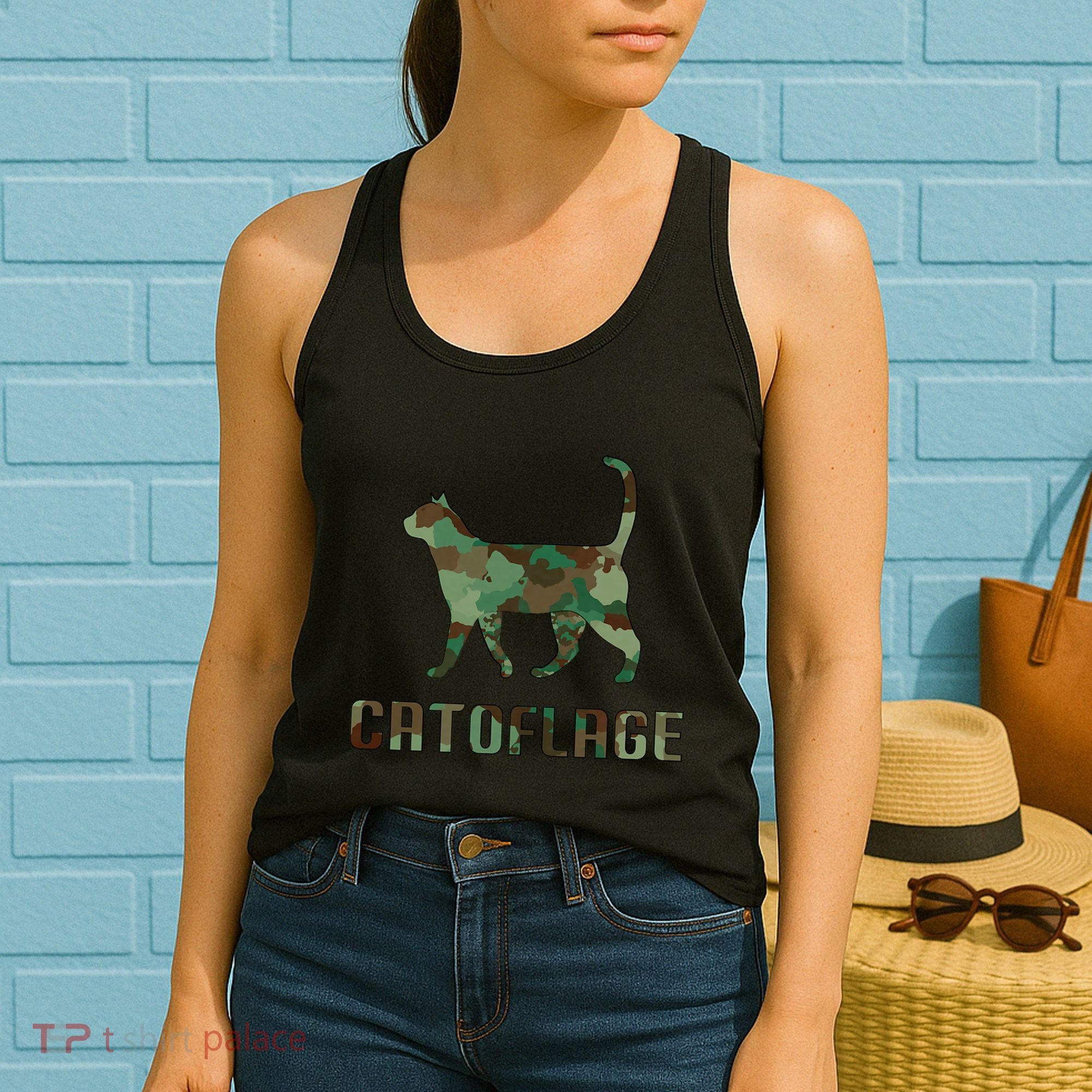 Camo Cat Catoflage Funny Cat Lover Cute Kitten Meow Cats Women's Tank Top