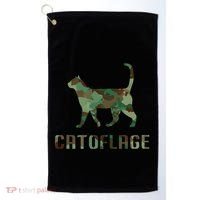 Camo Cat Catoflage Funny Cat Lover Cute Kitten Meow Cats Golf Towel thumb 0
