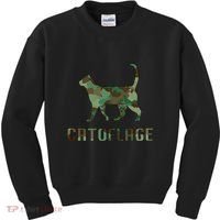 Camo Cat Catoflage Funny Cat Lover Cute Kitten Meow Cats Kids Sweatshirt thumb 0