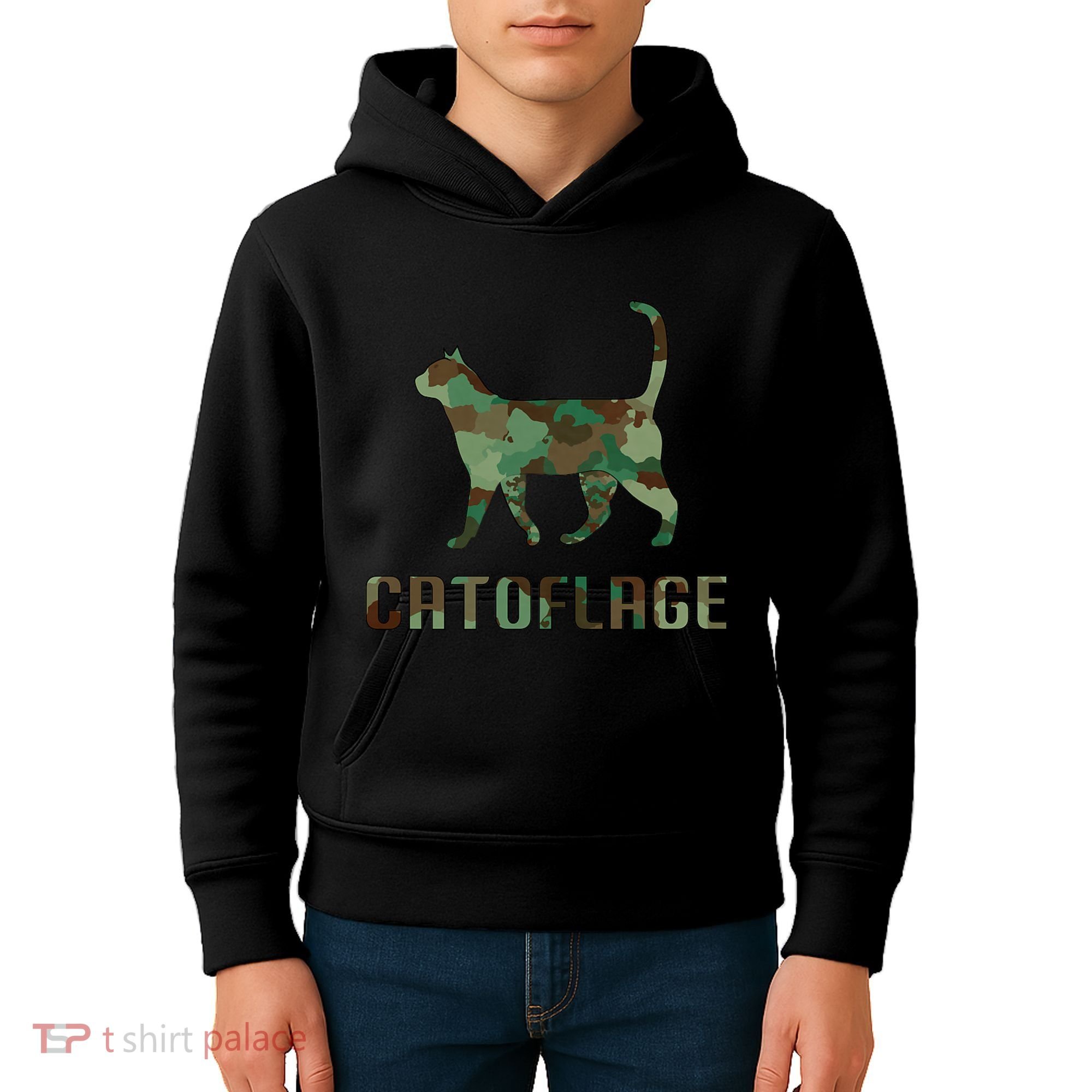 Camo Cat Catoflage Funny Cat Lover Cute Kitten Meow Cats Kids Hoodie