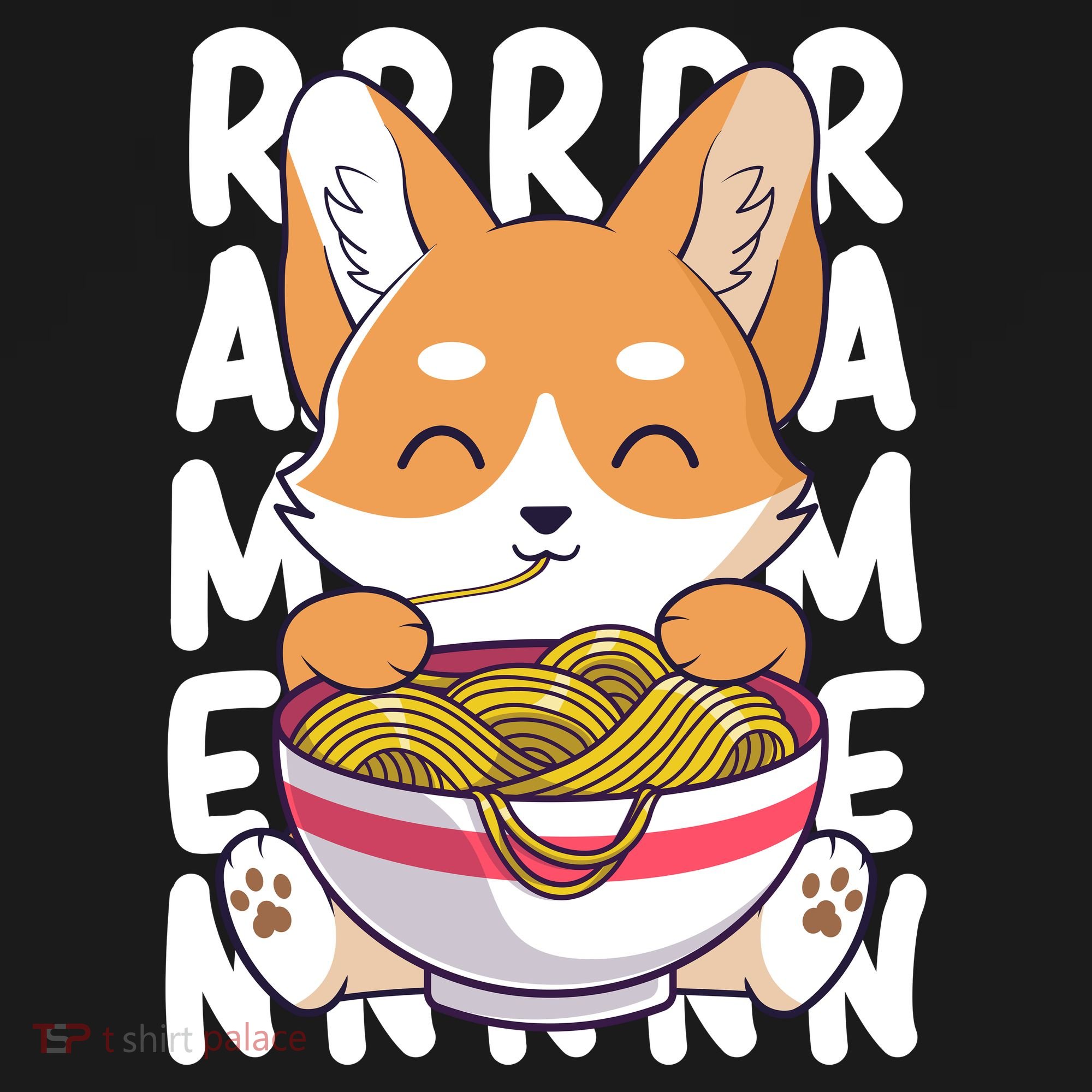 Chibi Cute Corgi Ramen Noodles Long Sleeve Shirt