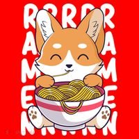 Chibi Cute Corgi Ramen Noodles Santa Hat thumb 1