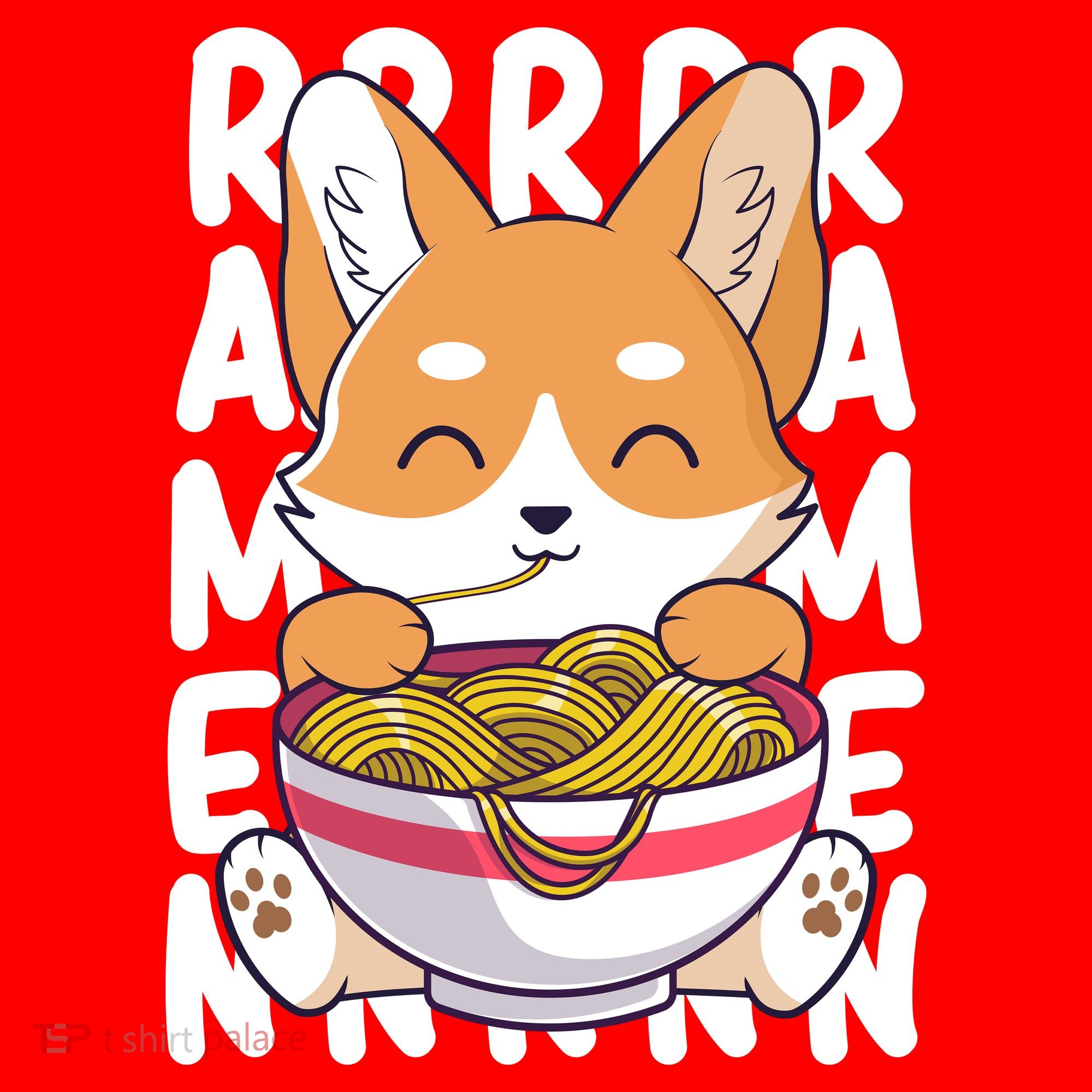 Chibi Cute Corgi Ramen Noodles Santa Hat