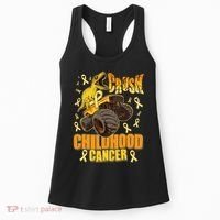 Crush Childhood Cancer Trex Dinosaur Monster Truck Wear Yellow Gold Women's Tank Top thumb 0
