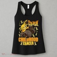 Crush Childhood Cancer Trex Dinosaur Monster Truck Wear Yellow Gold Women's Tank Top thumb 3