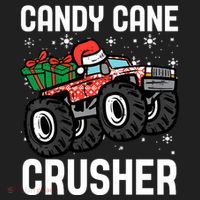 Candy Cane Crusher Christmas Monster Truck Women's Sweatshirt thumb 2