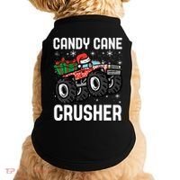 Candy Cane Crusher Christmas Monster Truck Doggie Tank thumb 0