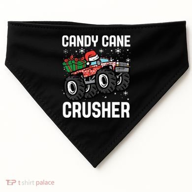Candy Cane Crusher Christmas Monster Truck USA-Made Doggie Bandana
