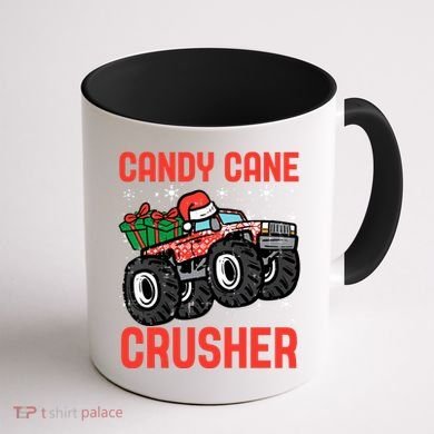 Candy Cane Crusher Christmas Monster Truck Coffee Mug back
