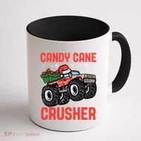 Candy Cane Crusher Christmas Monster Truck Coffee Mug thumb 1