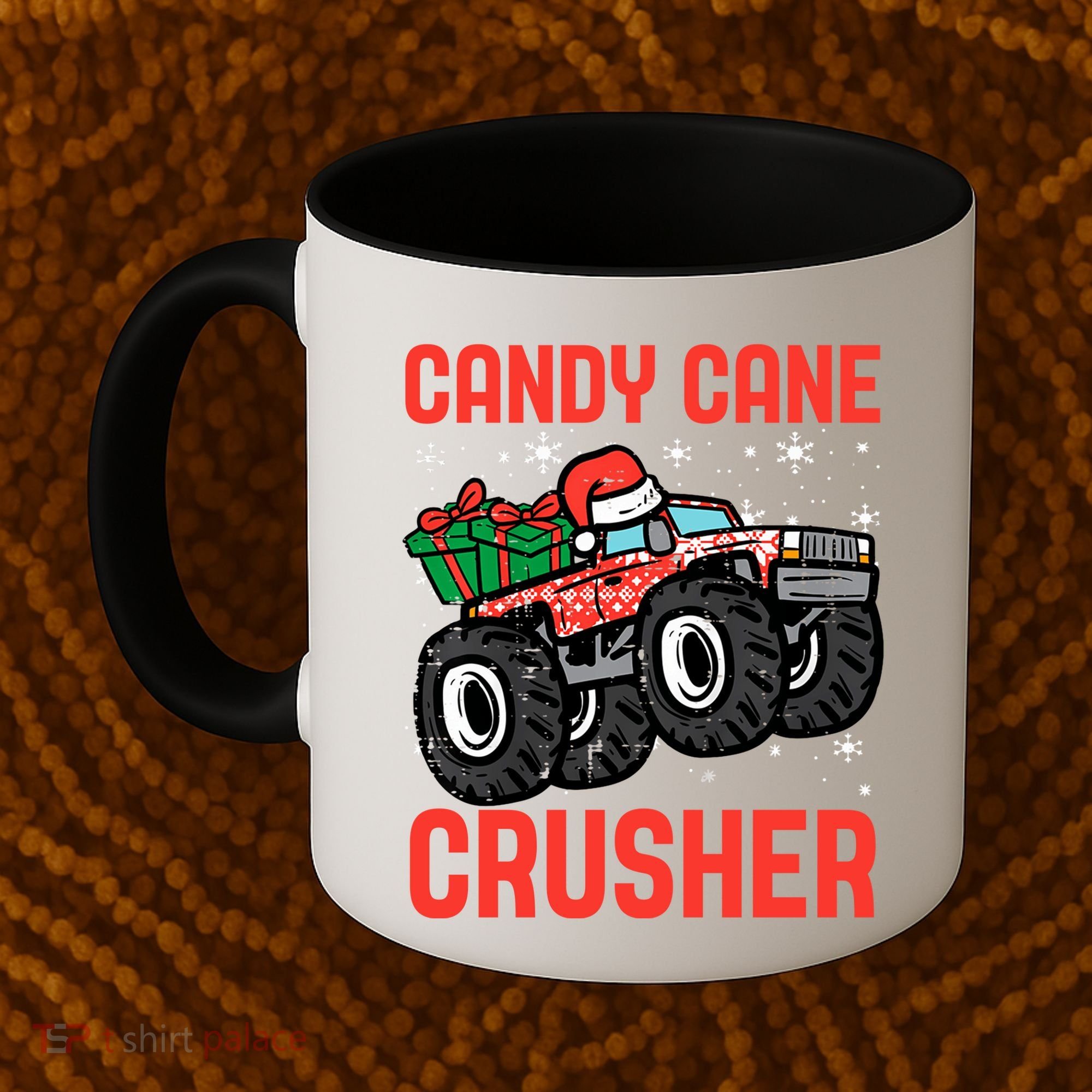 Candy Cane Crusher Christmas Monster Truck Coffee Mug