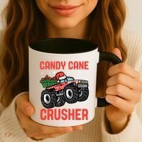 Candy Cane Crusher Christmas Monster Truck Coffee Mug thumb 3