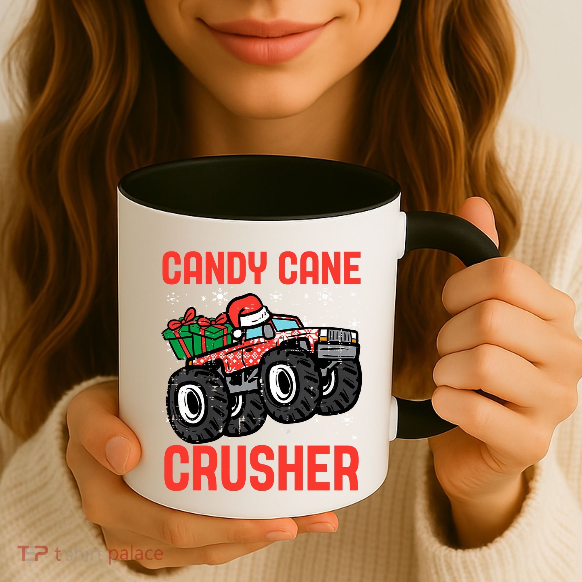 Candy Cane Crusher Christmas Monster Truck Coffee Mug