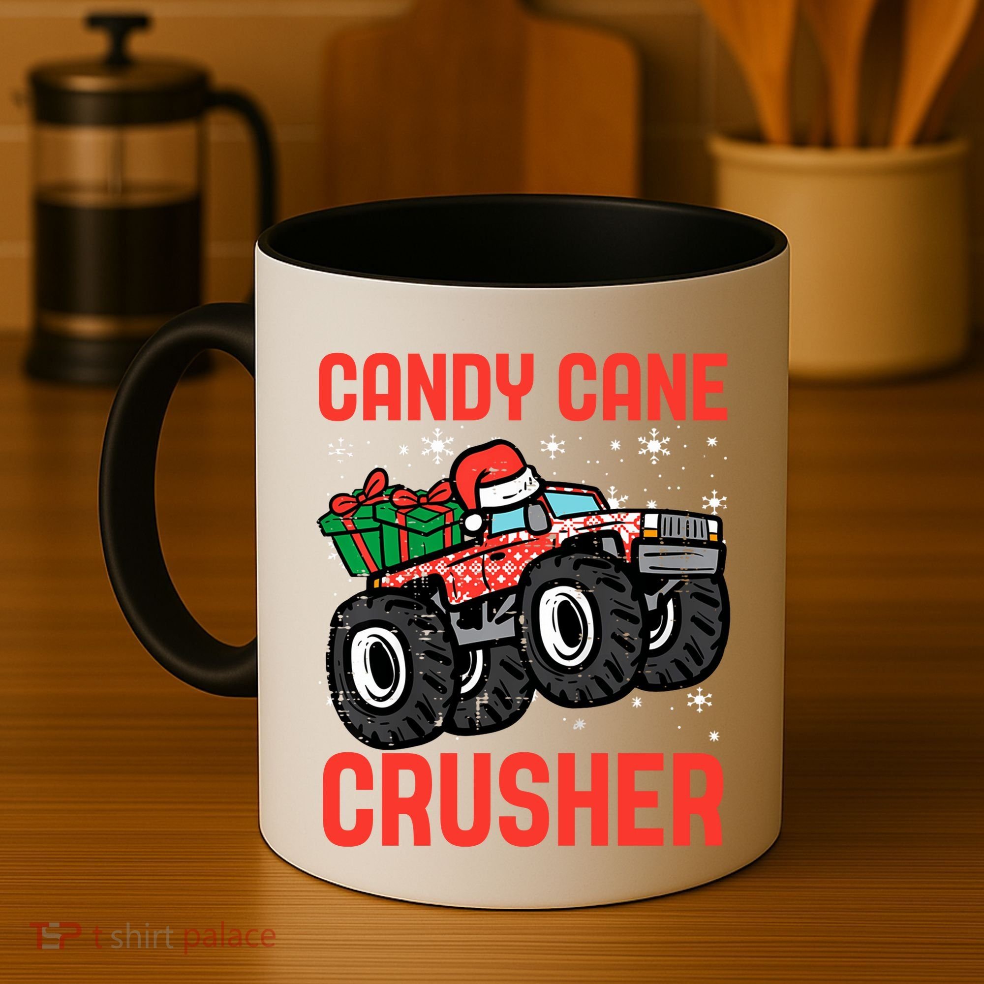 Candy Cane Crusher Christmas Monster Truck Coffee Mug