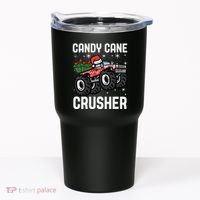 Candy Cane Crusher Christmas Monster Truck Tumbler thumb 0