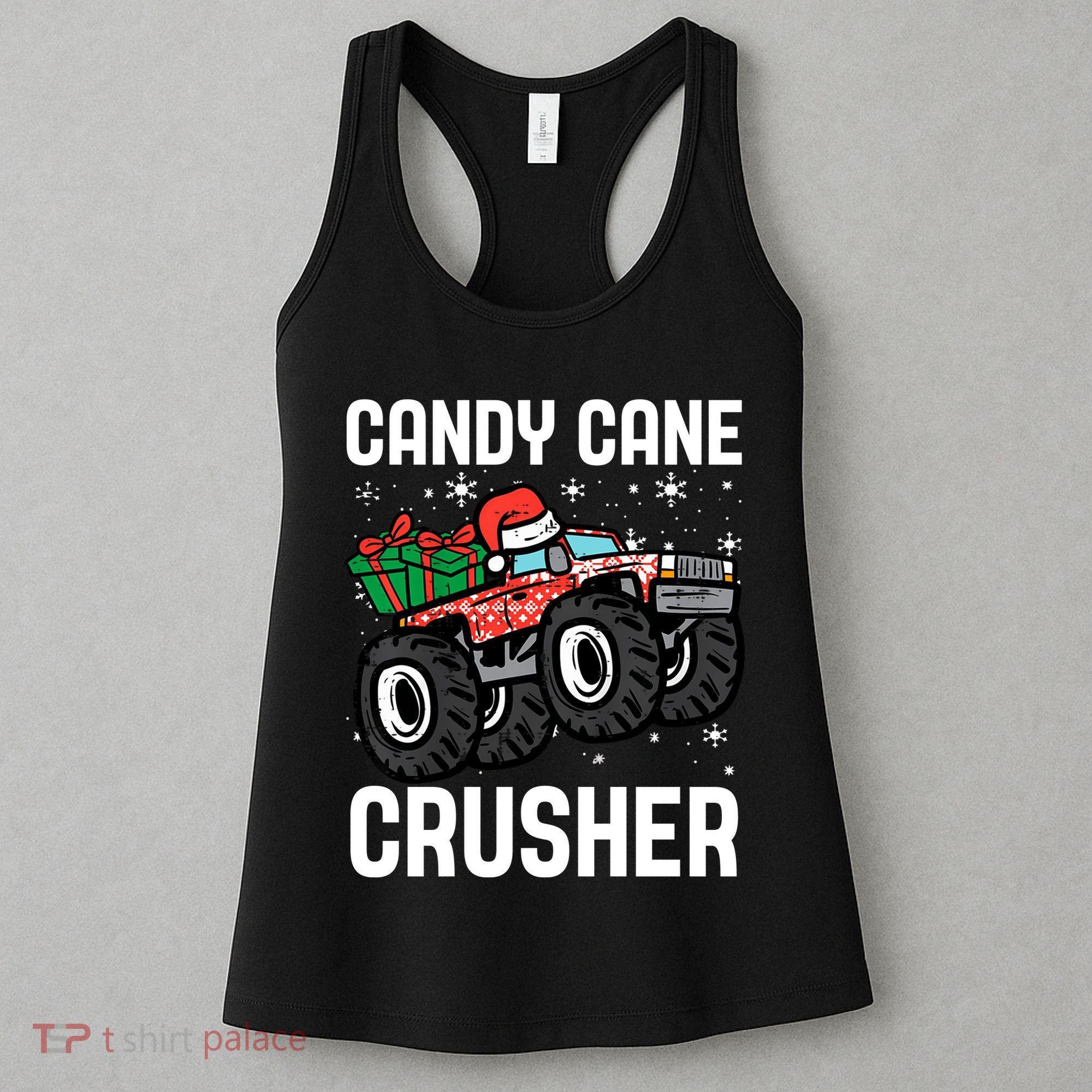 Candy Cane Crusher Christmas Monster Truck Women's Tank Top