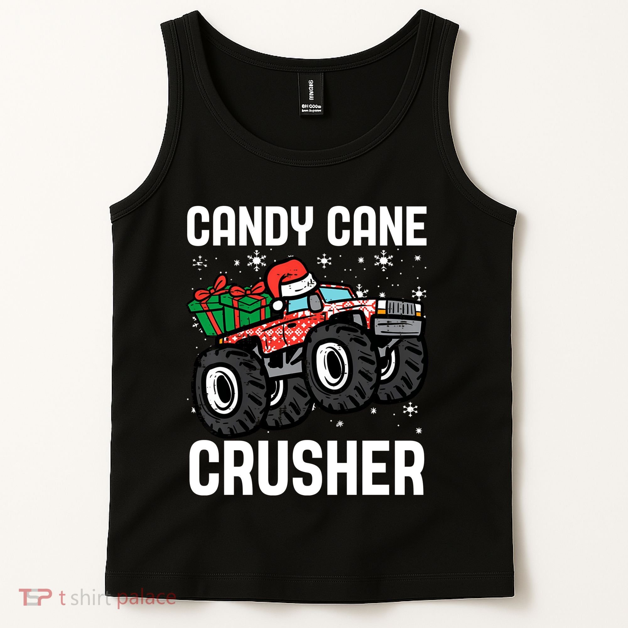 Candy Cane Crusher Christmas Monster Truck Tank Top