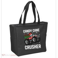 Candy Cane Crusher Christmas Monster Truck Tote Bag thumb 2