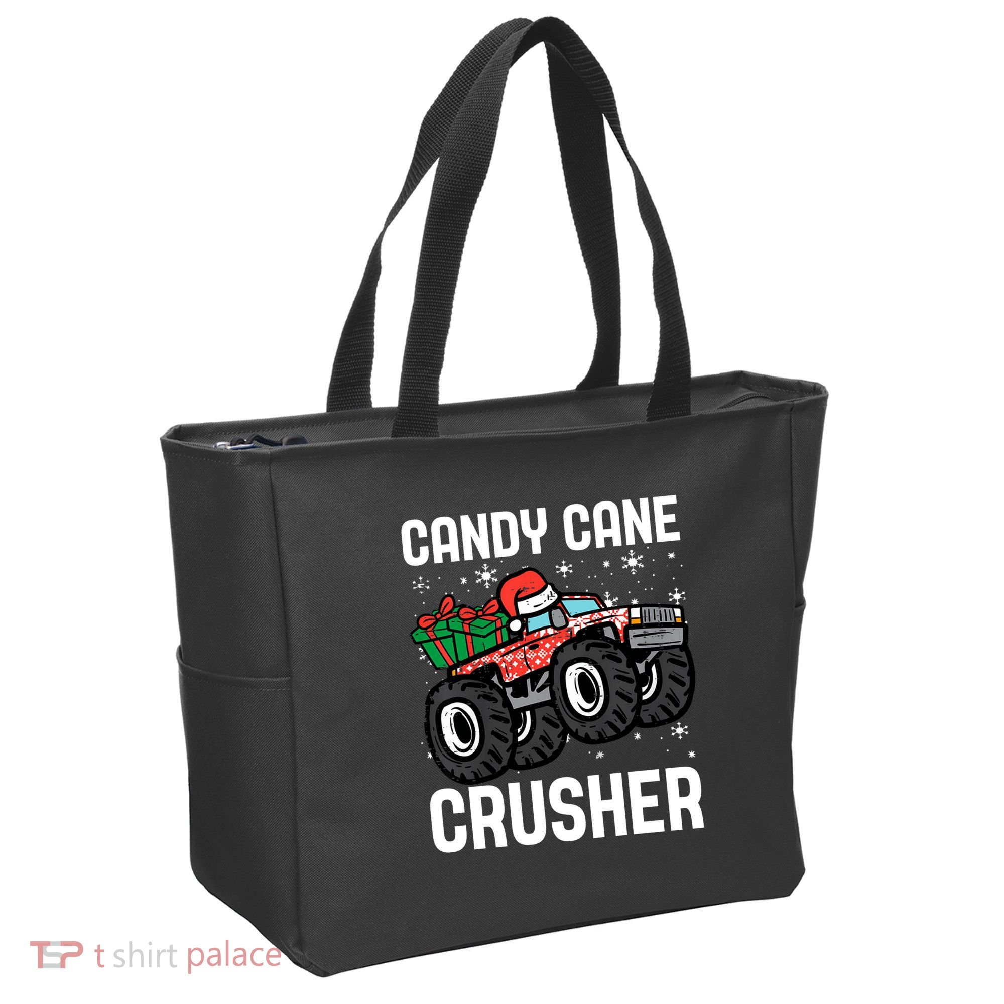 Candy Cane Crusher Christmas Monster Truck Tote Bag