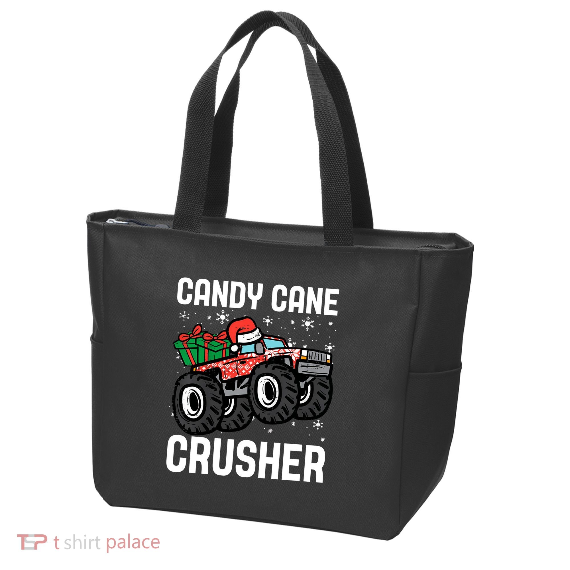 Candy Cane Crusher Christmas Monster Truck Tote Bag