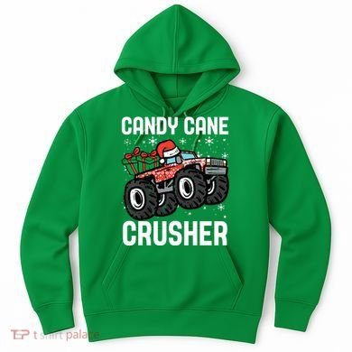 Candy Cane Crusher Christmas Monster Truck Hoodie