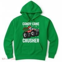 Candy Cane Crusher Christmas Monster Truck Hoodie thumb 0