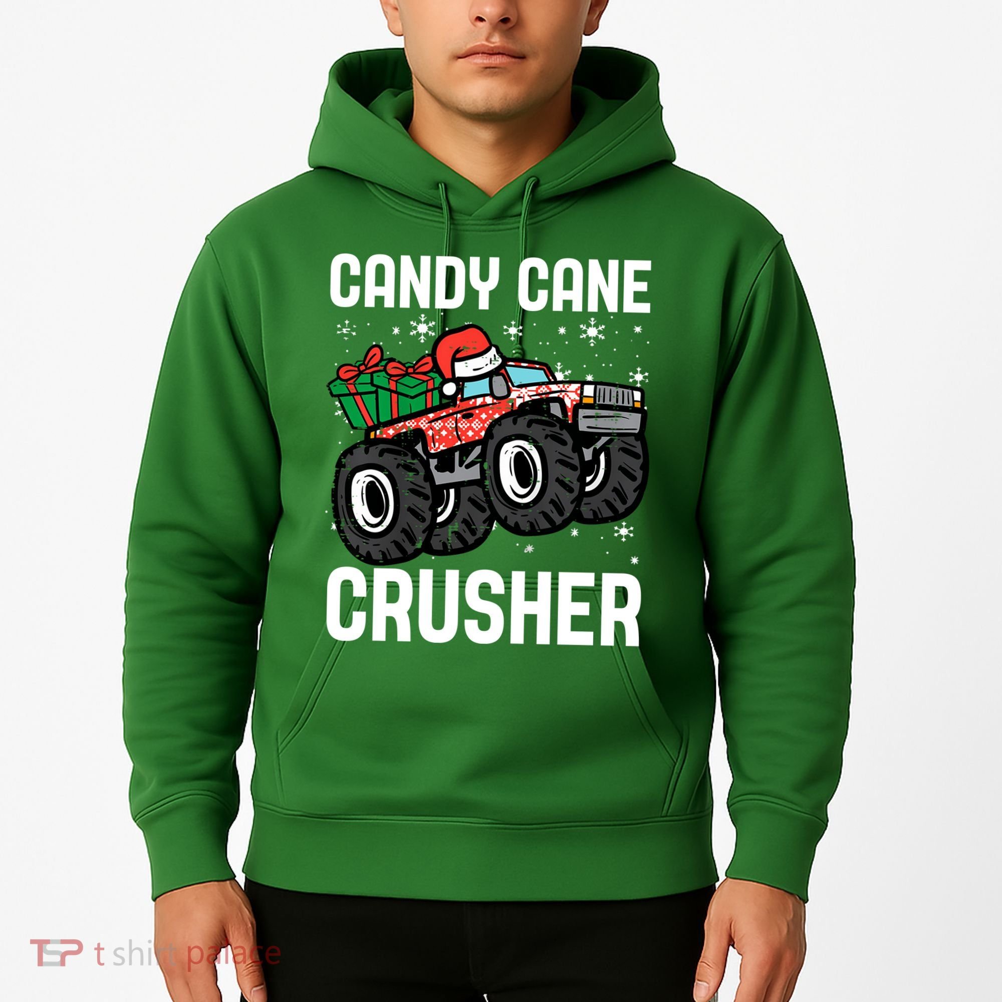 Candy Cane Crusher Christmas Monster Truck Hoodie
