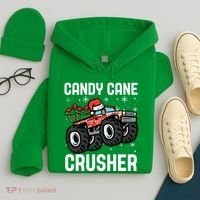 Candy Cane Crusher Christmas Monster Truck Hoodie thumb 4
