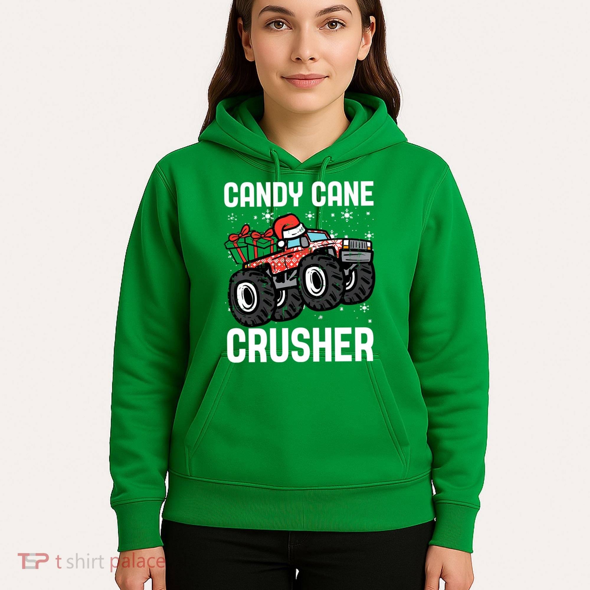 Candy Cane Crusher Christmas Monster Truck Hoodie