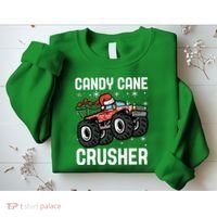 Candy Cane Crusher Christmas Monster Truck Sweatshirt thumb 2