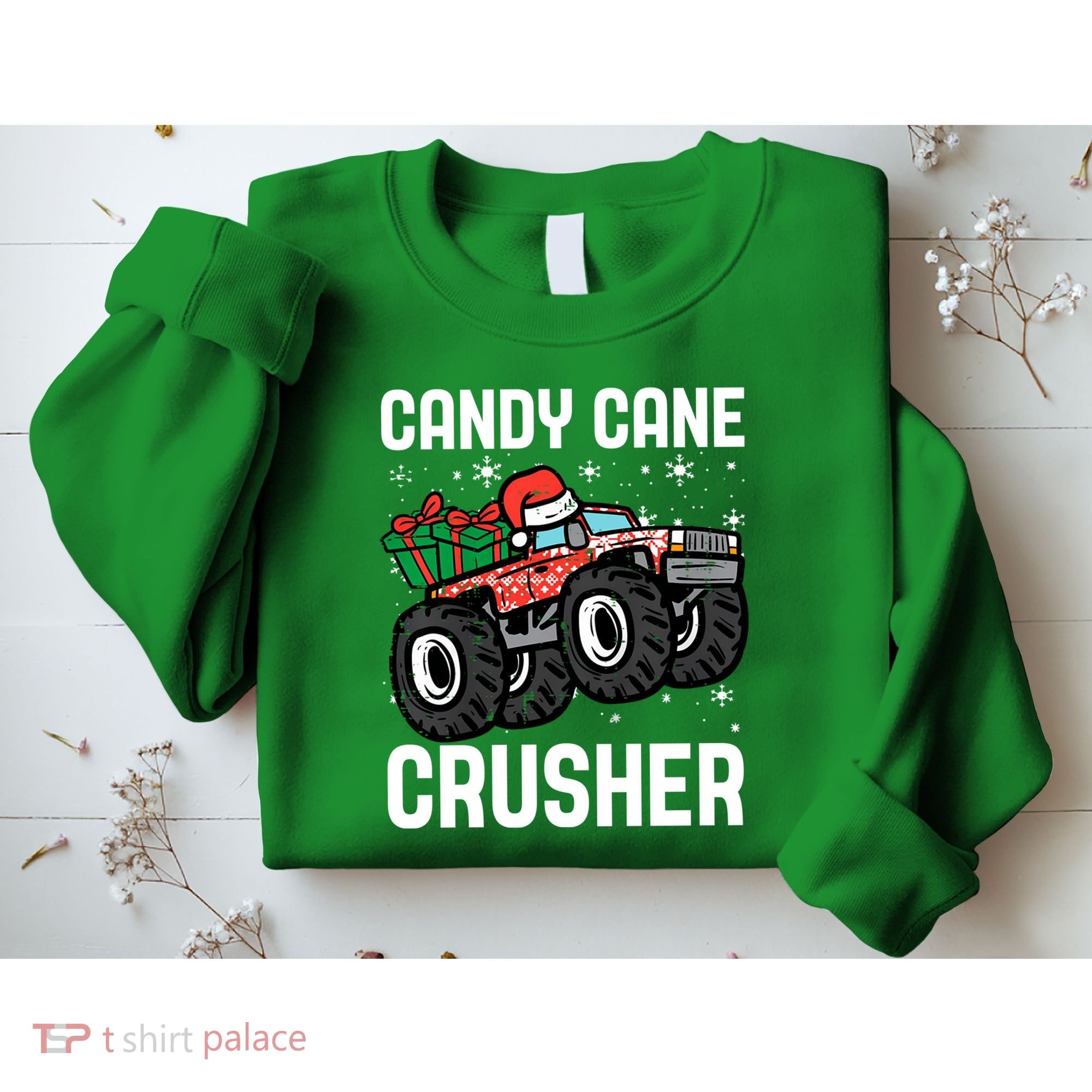 Candy Cane Crusher Christmas Monster Truck Sweatshirt