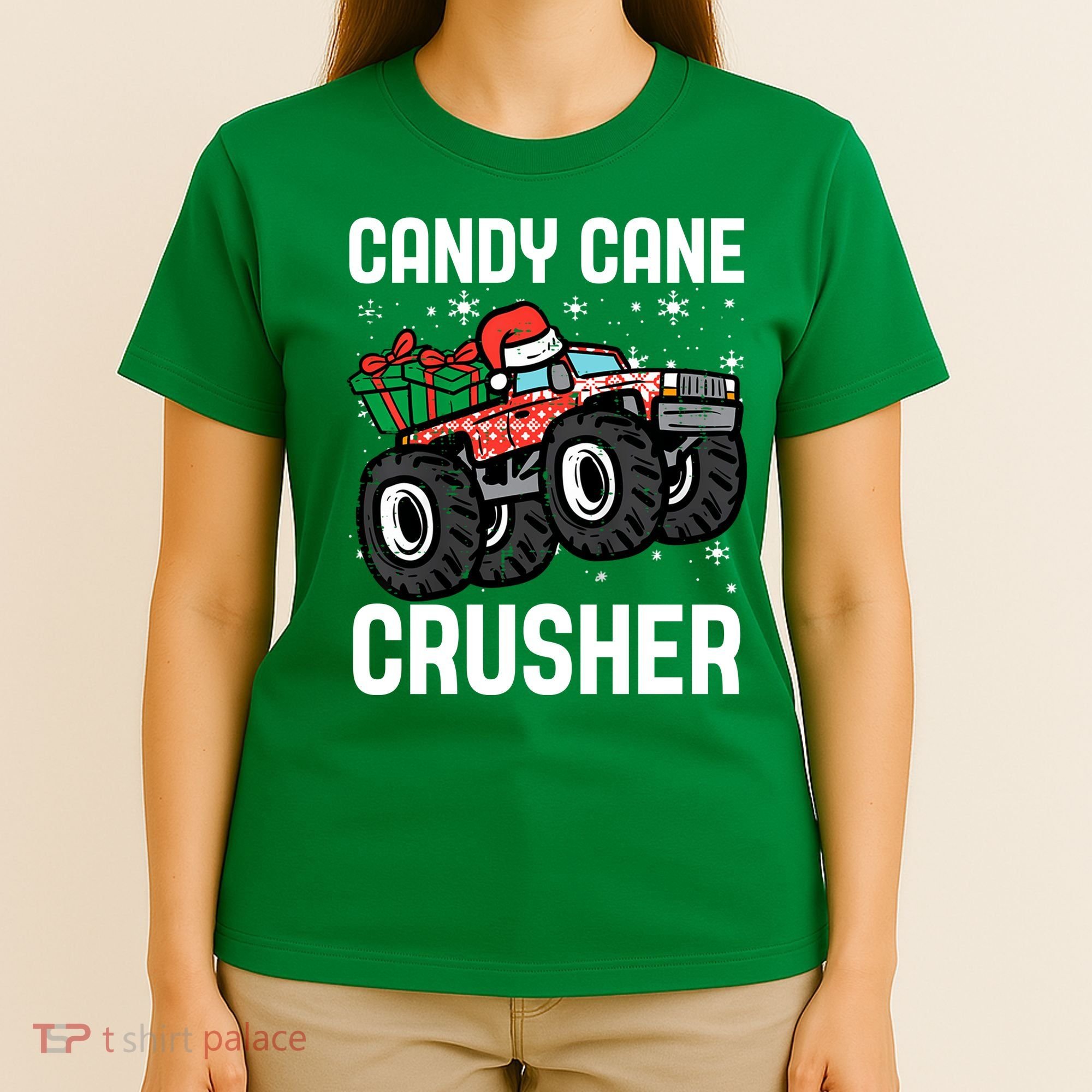 Candy Cane Crusher Christmas Monster Truck T-Shirt