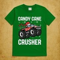 Candy Cane Crusher Christmas Monster Truck T-Shirt thumb 5