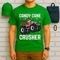 Candy Cane Crusher Christmas Monster Truck T-Shirt thumb 6