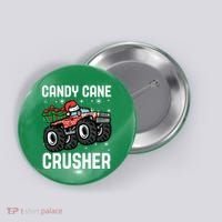 Candy Cane Crusher Christmas Monster Truck Button thumb 0